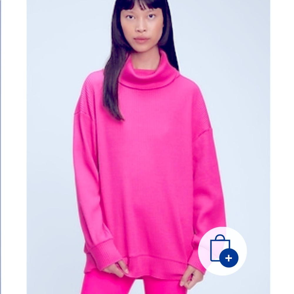 NWT Gap Hot Pink Waffle Turtleneck Shirt